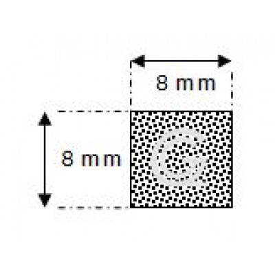 Rechthoekig mosrubber snoer | 8 x 8 mm | per meter